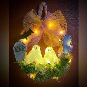 6” handmade twin ghosts wreath